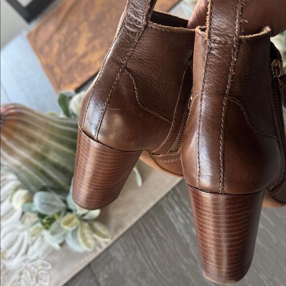 ANTONIO MELANI HARLEN Brown Leather Ankle Boots Block Heel Versatile Size 6 EUC - Picture 4 of 12